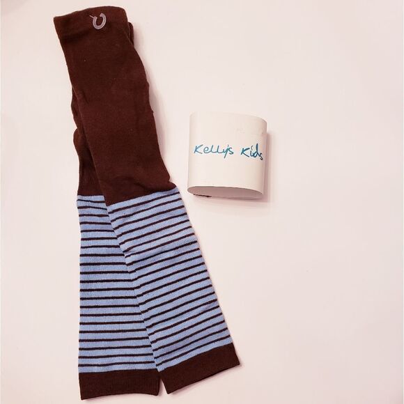 NWT Kelly's Kids Blue/Brown Stripe Footless Tights - Picture 1 of 4